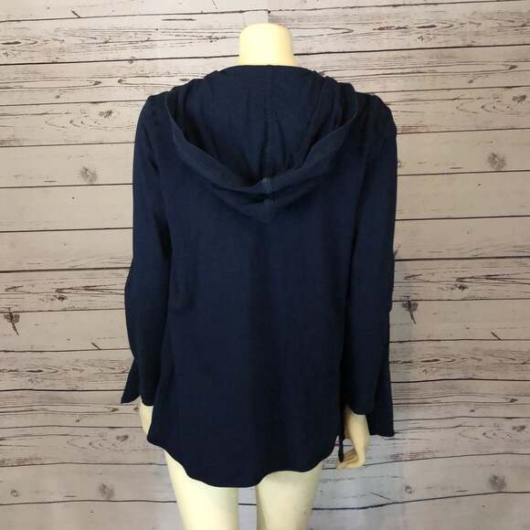 NWT J. Jill Pure Jill Soft & Light Indigo Knit Draped Hooded Jacket size small - Picture 5 of 12
